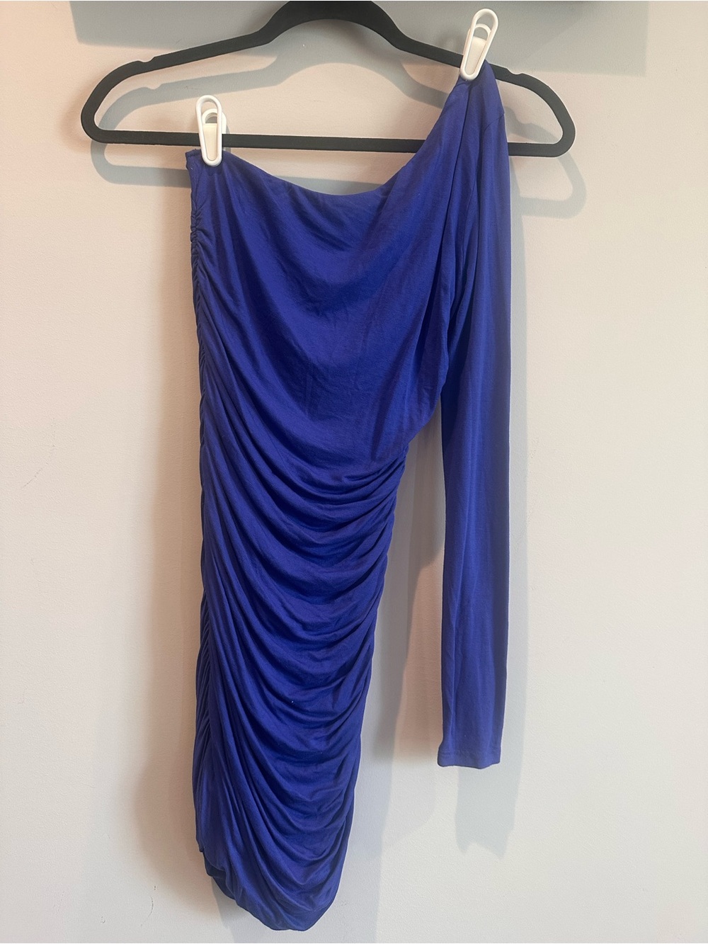 Blue One-Shoulder Ruched Women’s Dress👗